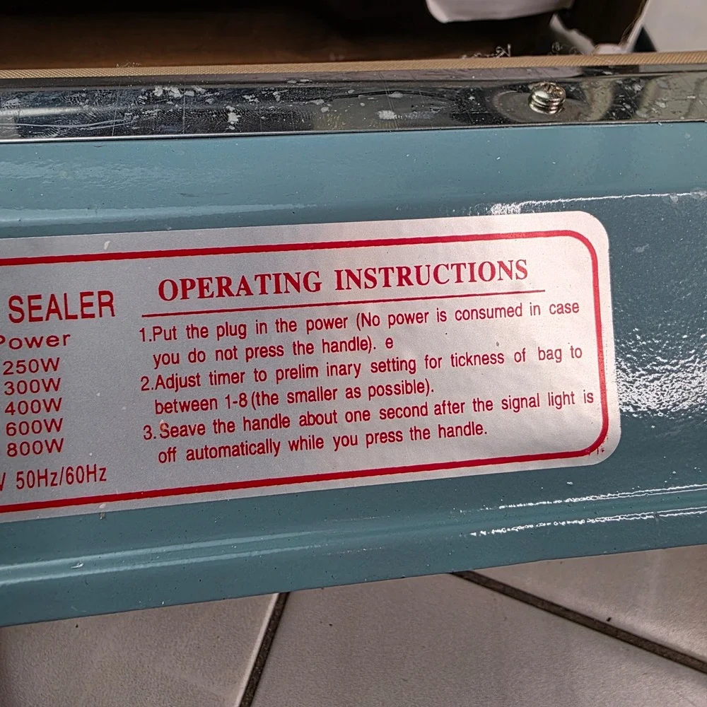 KS-200 Impulse Sealer 8 Inch Manual Heat Sealing Machine‎ 110V 300W Blue T1